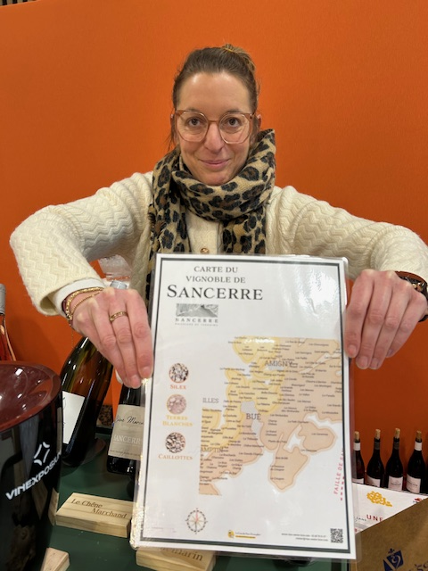 Domaine Merlin-Cherrier: Agathe with map of Sancerre
