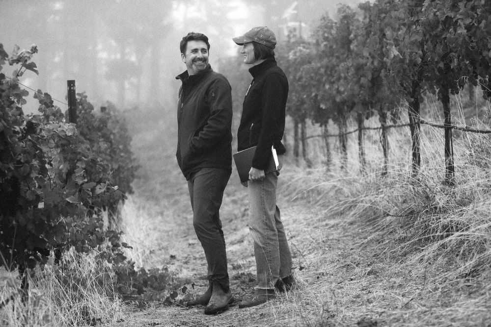 Model Farm: Sean and Joanna in the vines