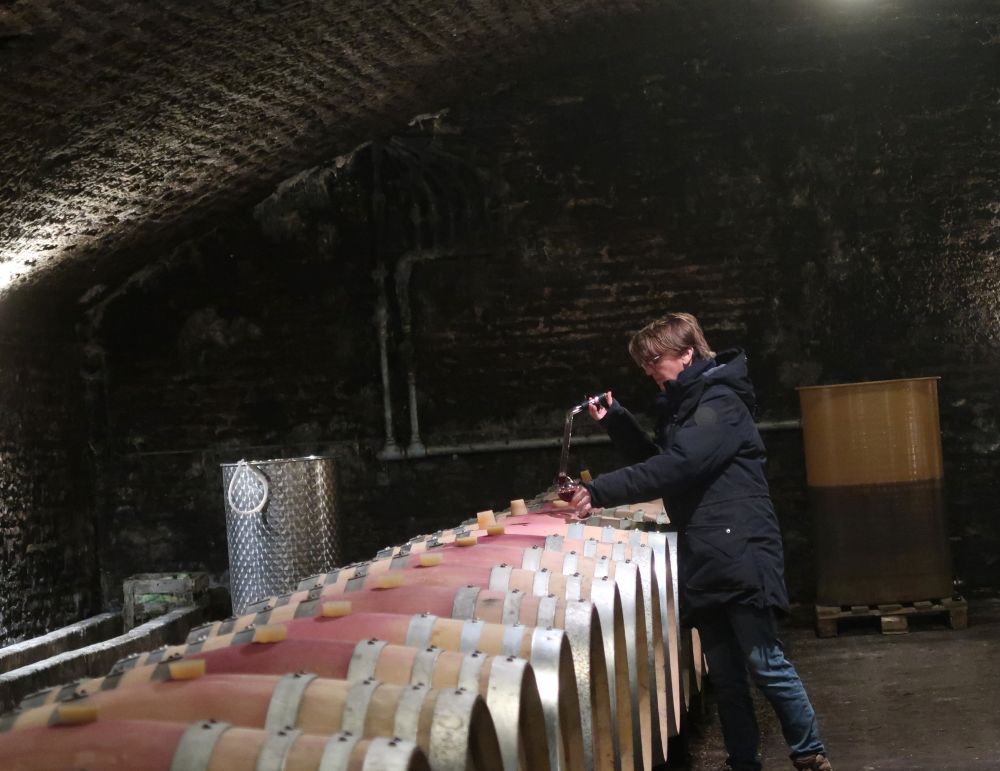 Domaine Serrigny's Marie-Laure in the cellar